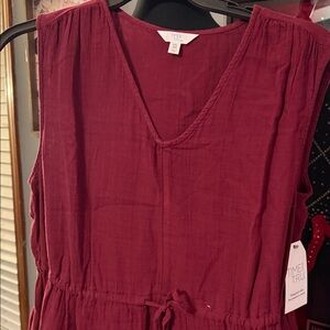 Time and Tru Women's Linen Deep Red Burgundy Tank Dress- Size XXL-20- Brand New